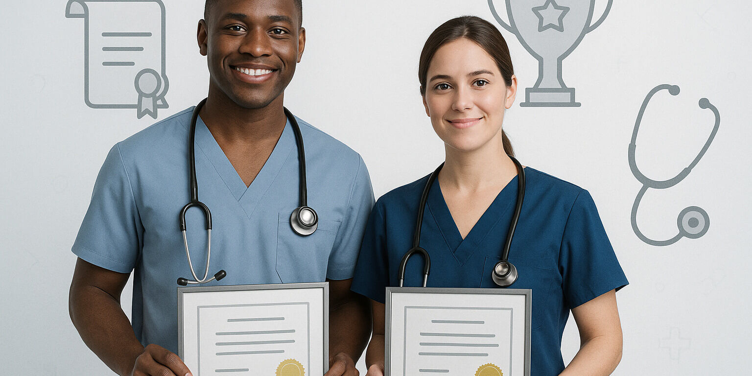 Nurses holding awards Nurses holding awards